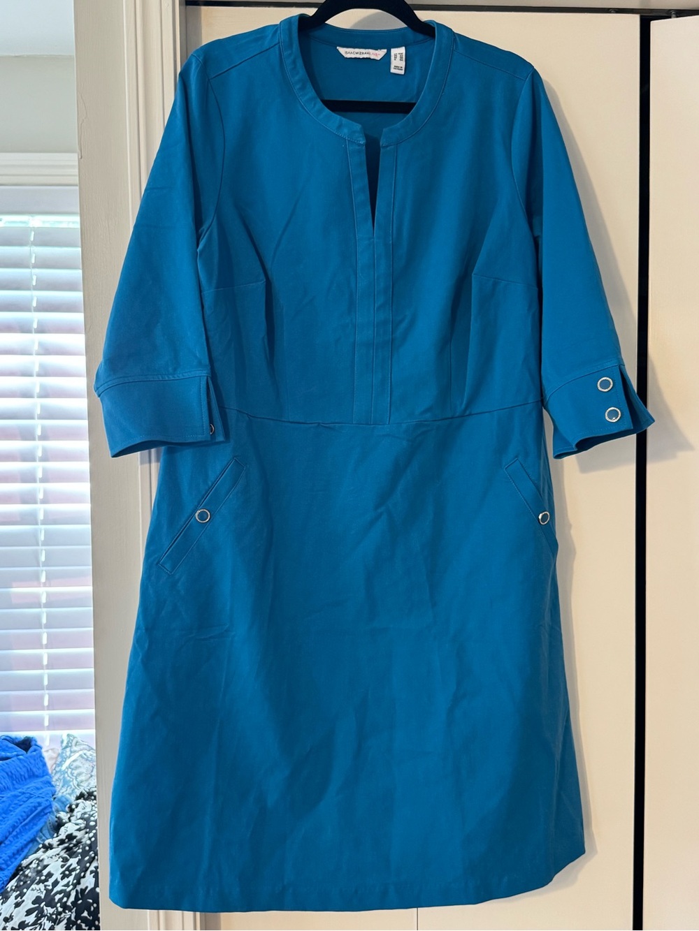 Isaac Mizrahi Bright Teal Midi Shift Dress